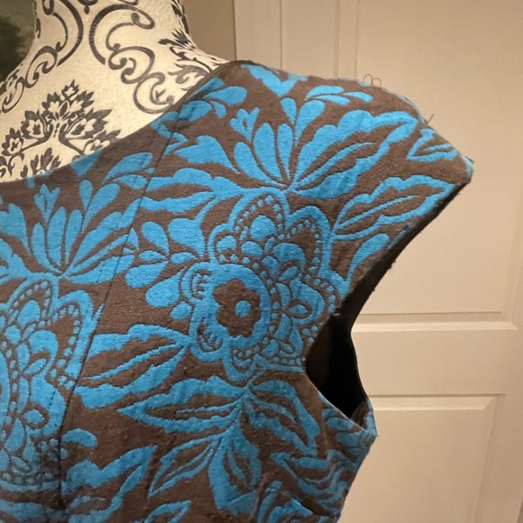 Turquoise and brown sheath dress - Picture 6 of 9